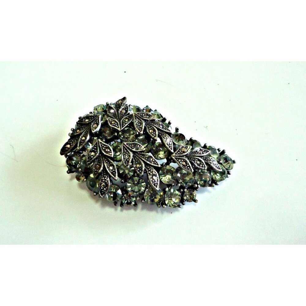 Marcasite & Rhinestone Brooch Vintage Pin